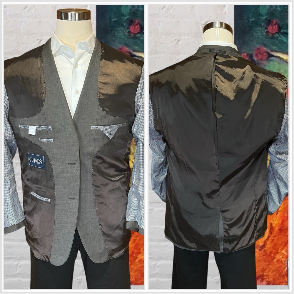 New Chaps Performance 44R Light Brown Nealhead Blazer Jacket Stretch Comfort - Picture 8 of 14
